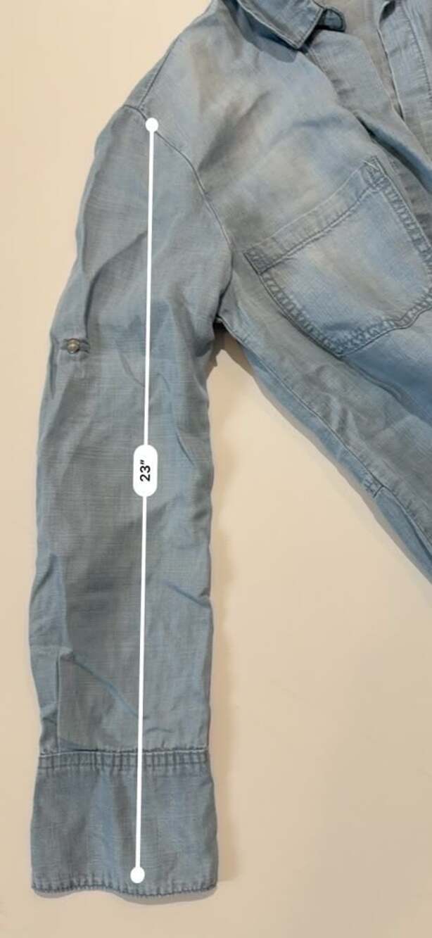 Anthro Cloth & Stone Chambray Soft Flowy Oversized Button-Up Shirt Blouse Top - Picture 5 of 11